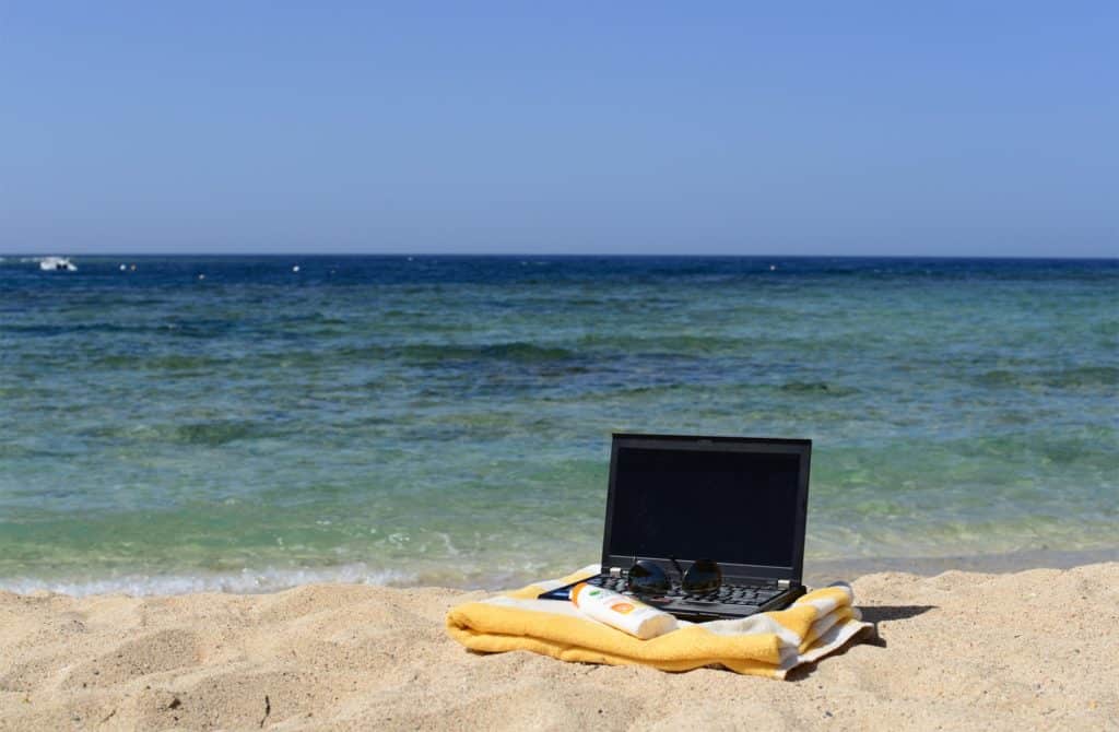 Laptop on the beach