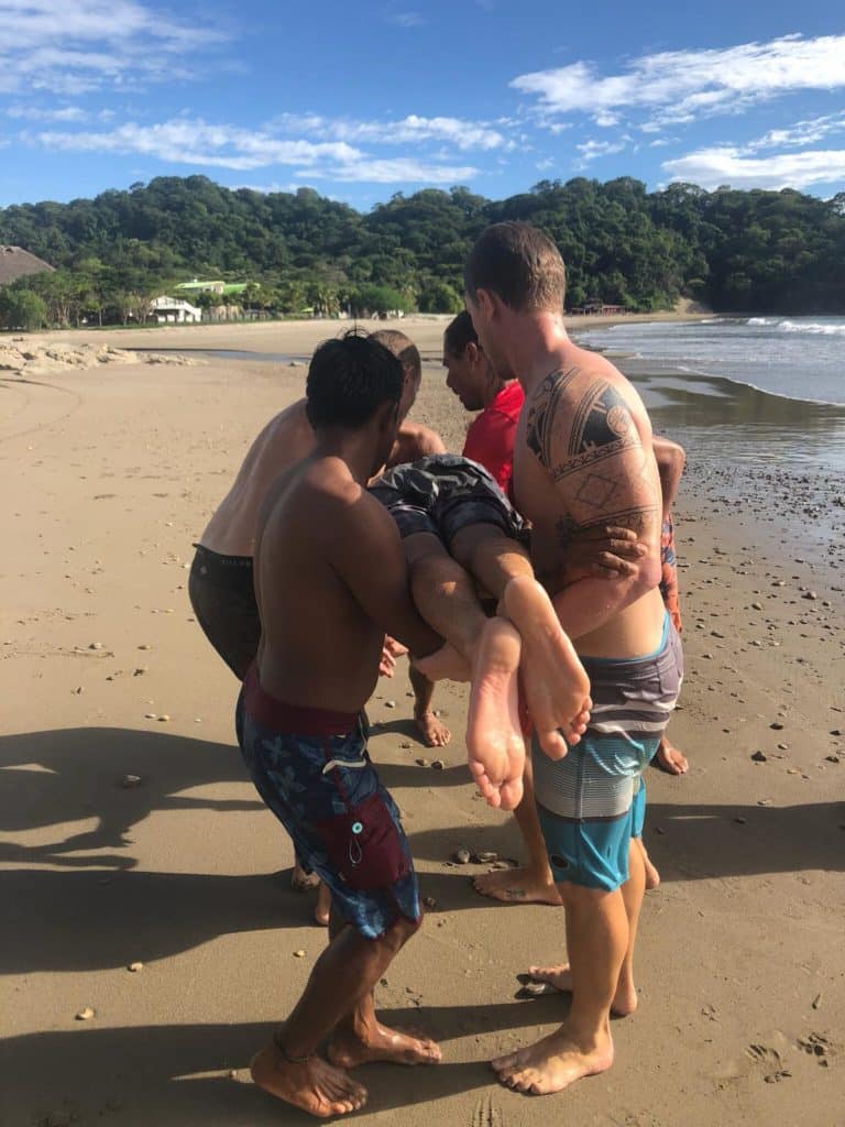 Surf lifesaving course at our surf camp in Nicaragua