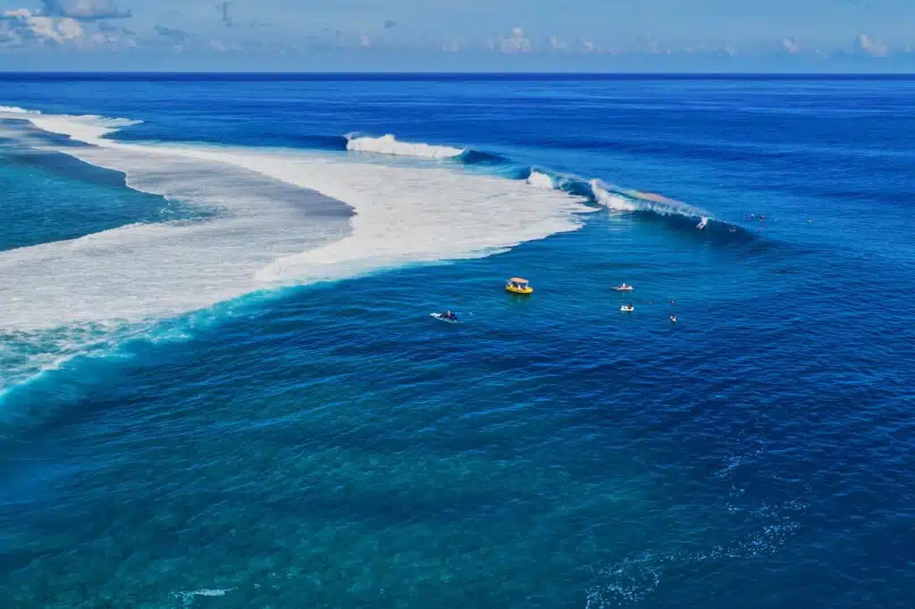 An image of a person surfing The World’s Heaviest Wave in Teahupo’o, Tahiti