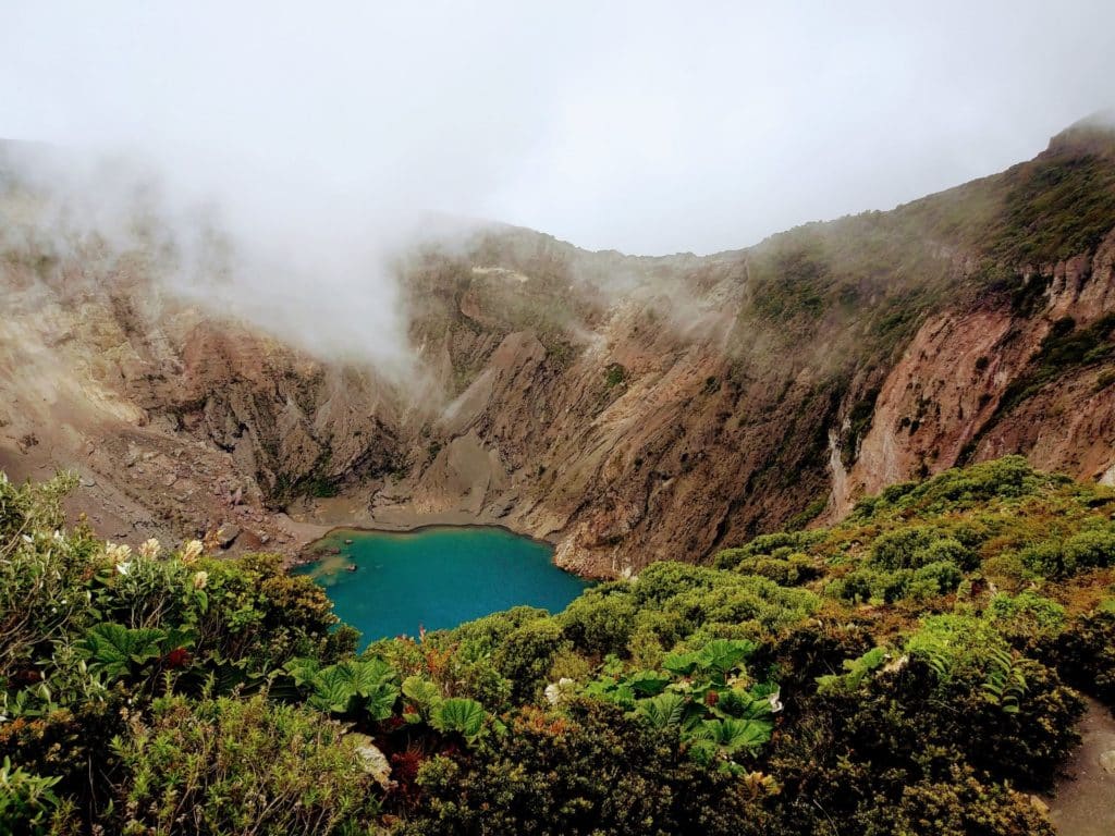 volcano with a lake inside of it