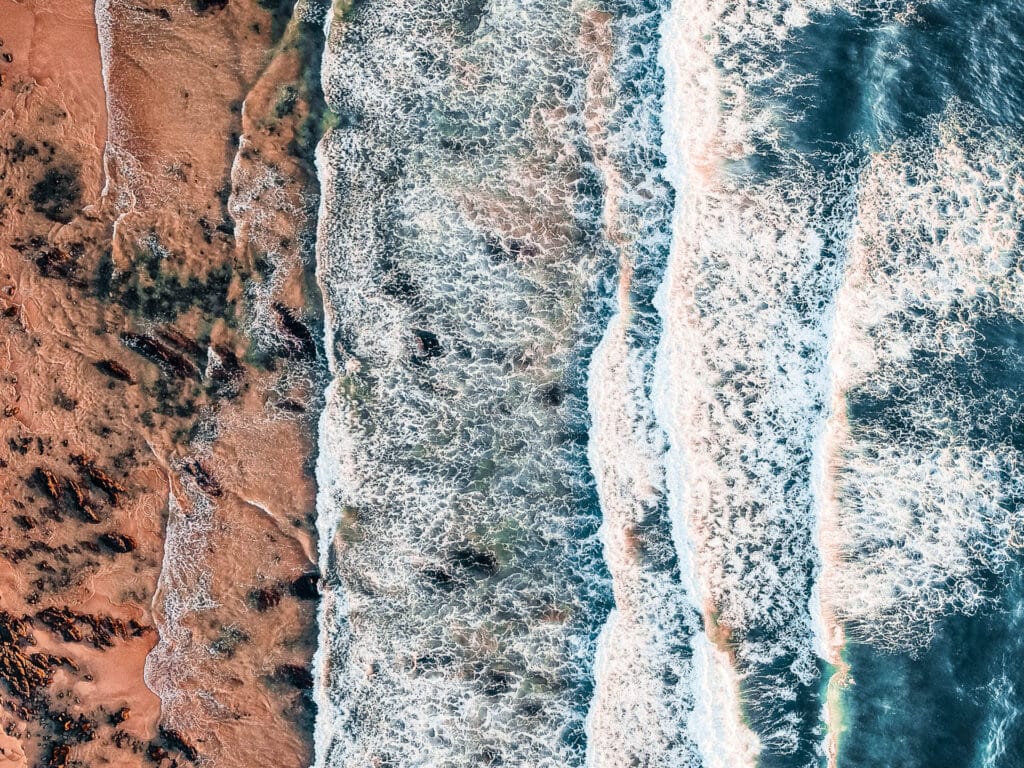 Birds eye view of the beach.
