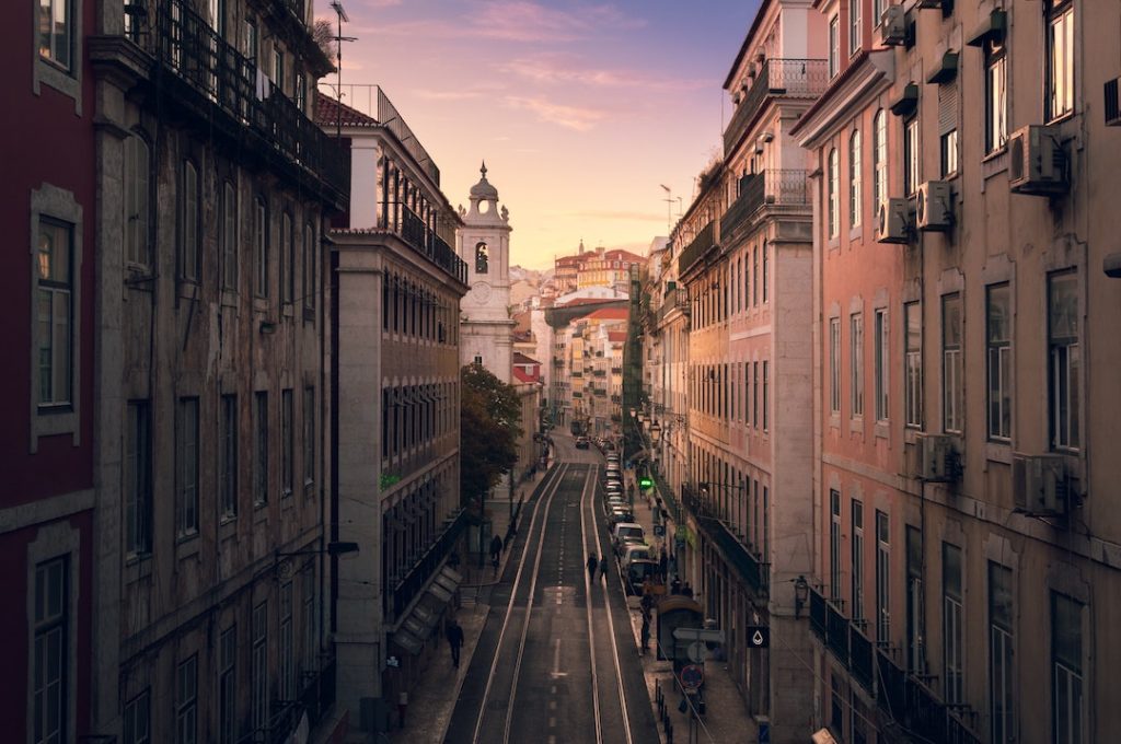 Lisbon view at sunset in Cais do Sodre'