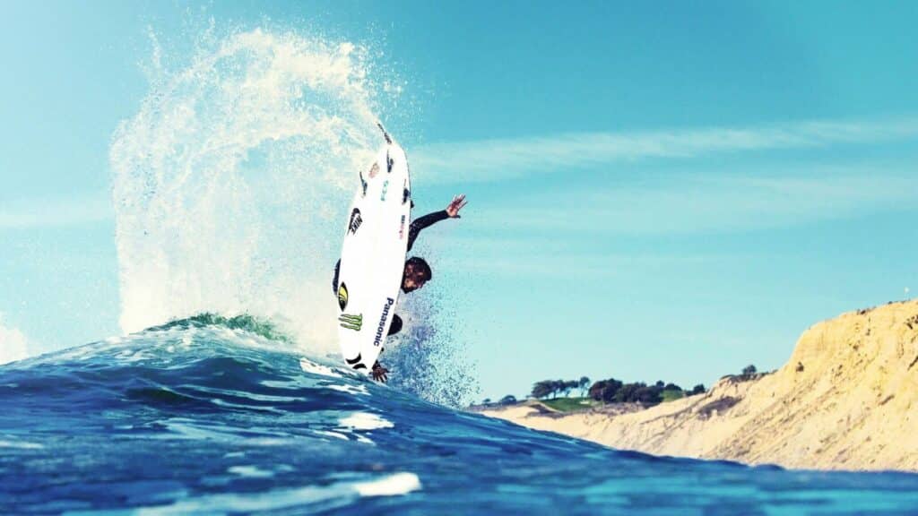 An image of a man shortboard surfing