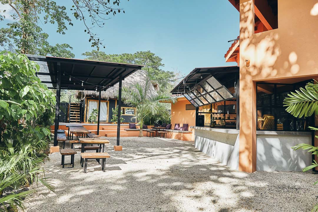 The view from a outside chill-out area in surfcamp