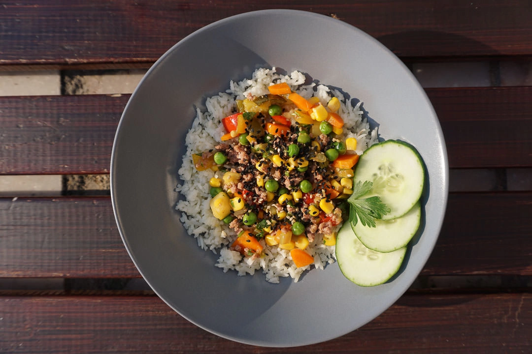 Rapturecamps Food Minchi with Rice in Portugal