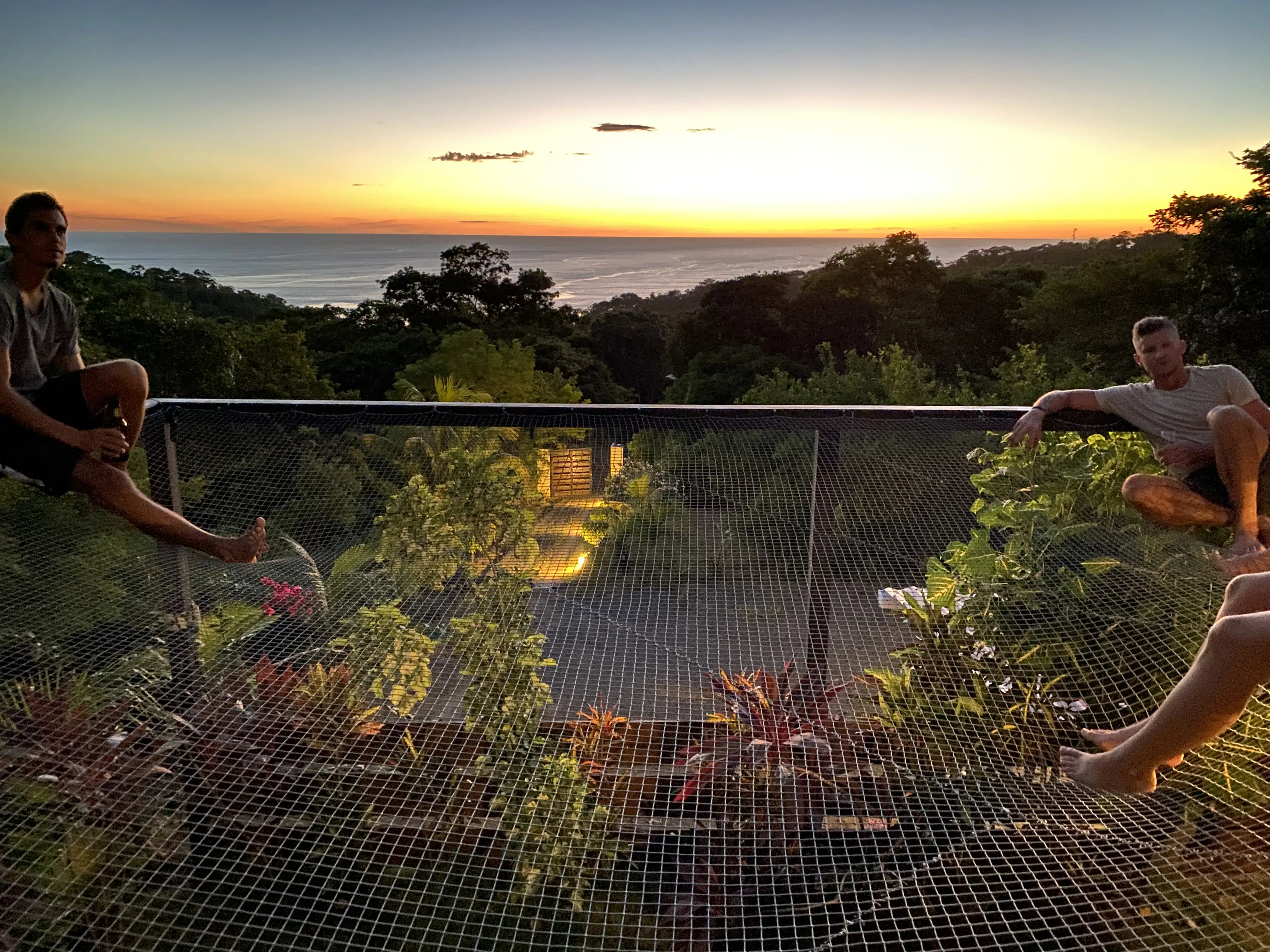 A big hammock sitting area overlooking the ocean