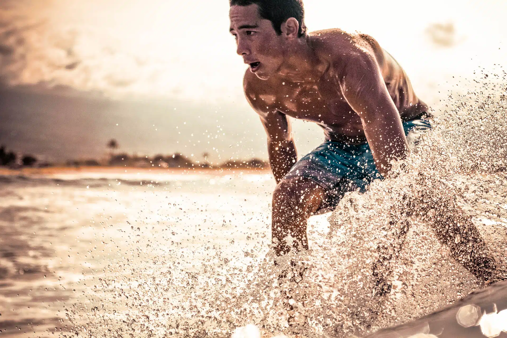 Surfing in the sunset