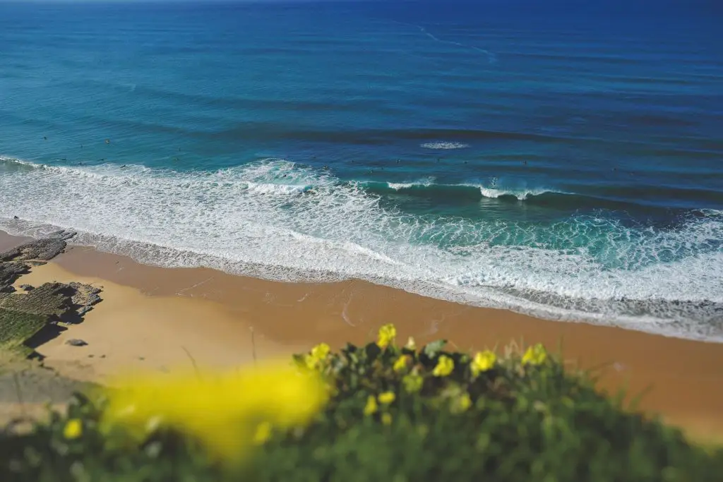 The beach right in front of our surf camp in Portugal