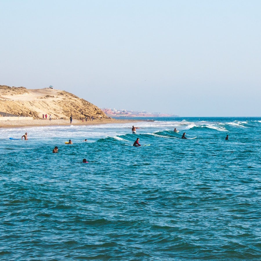 Surfers waiting for waves in Morocco