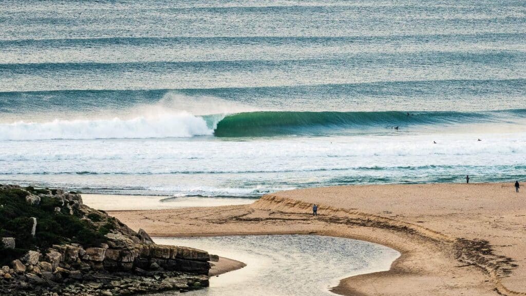 An image of waves on a beach in Portugal in October